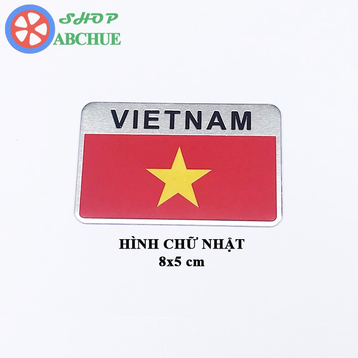 Bộ 2 Logo Sticker Cờ Việt Nam Hợp Kim Nhôm Dán Trang Trí Ô Tô Xe Máy
