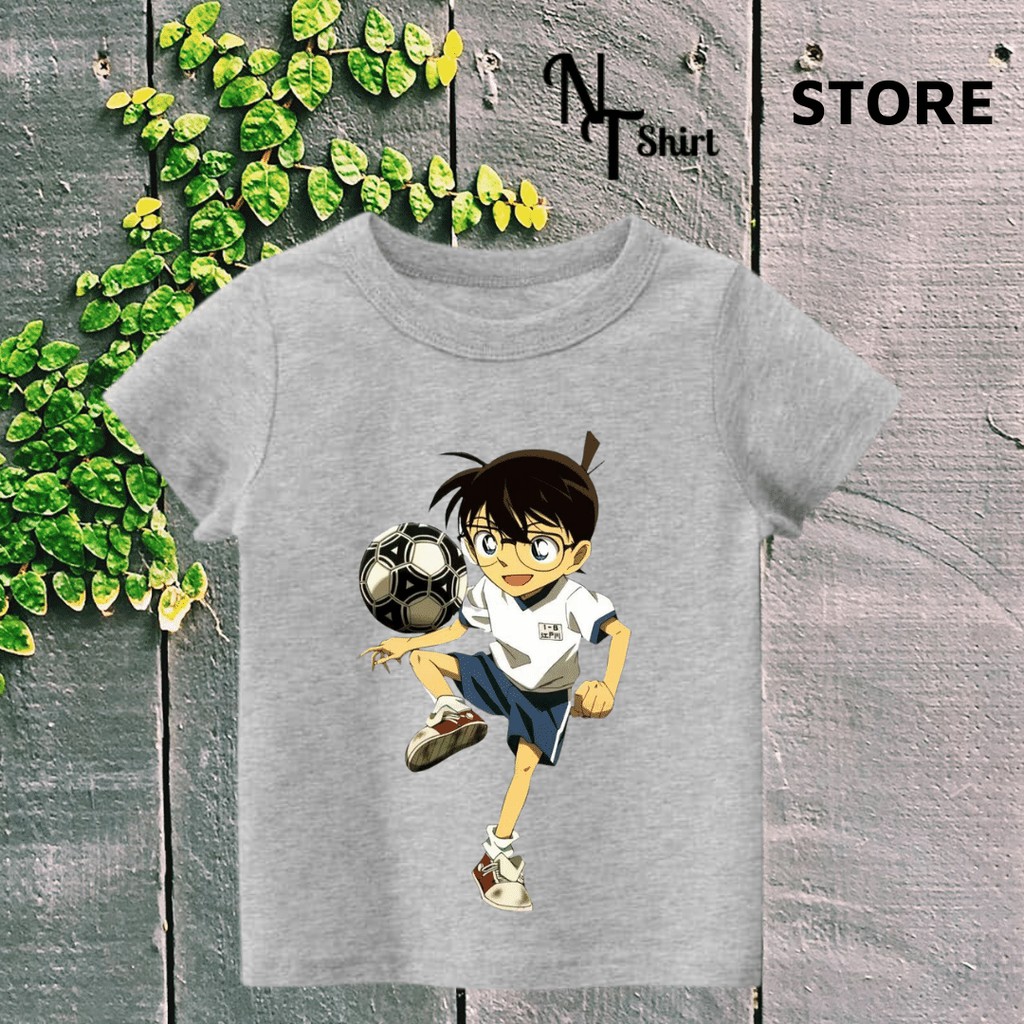 Áo thun trẻ em in hìnhThám Tử Dừng Danh Conan Đá Bóng, Áo cotton mặc mát thoải mái NTShirt 03