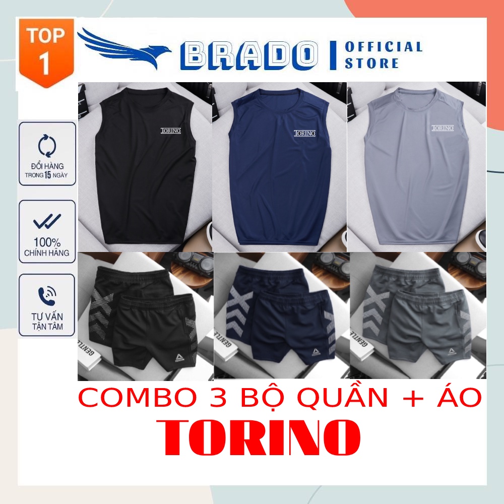 [𝐂𝐎𝐌𝐁𝐎 𝐓𝐎𝐑𝐈𝐍𝐎] Bộ Quần Áo thể thao nam, tập gym, chơi thể thao, logo nổi cao cấp chất vải Thun Thái co giãn