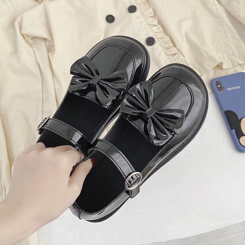 Giày nữ Lolita vintage, giày oxford gắn nơ xinh xắn  - TGS-GDOC03