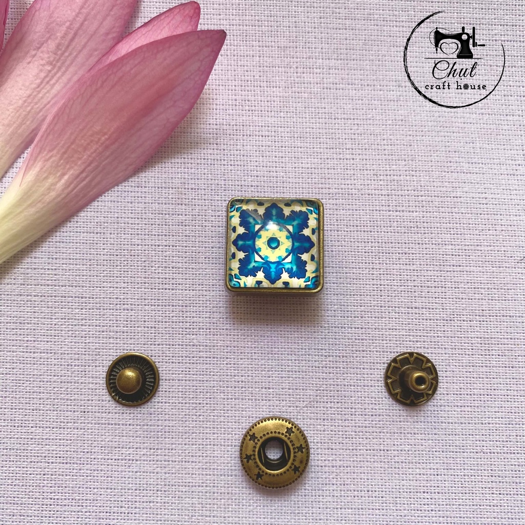 Cúc bấm VUÔNG bốn chi tiết cao cấp phong cách retro vintage