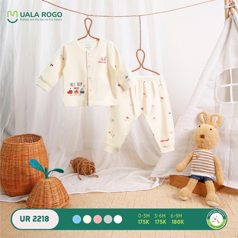 Uala Rogo - Bộ quần áo petit siêu mềm mịn cài thẳng hoạ tiết UR2218