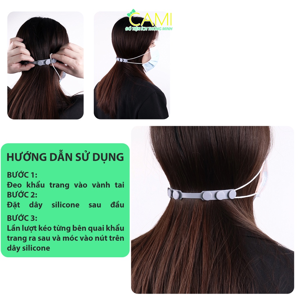 Dây đeo khẩu trang chất liệu silicone mề, dẻo giảm đau vành tai có 6 nút điều chỉnh kích thước_Cami_CMPK201