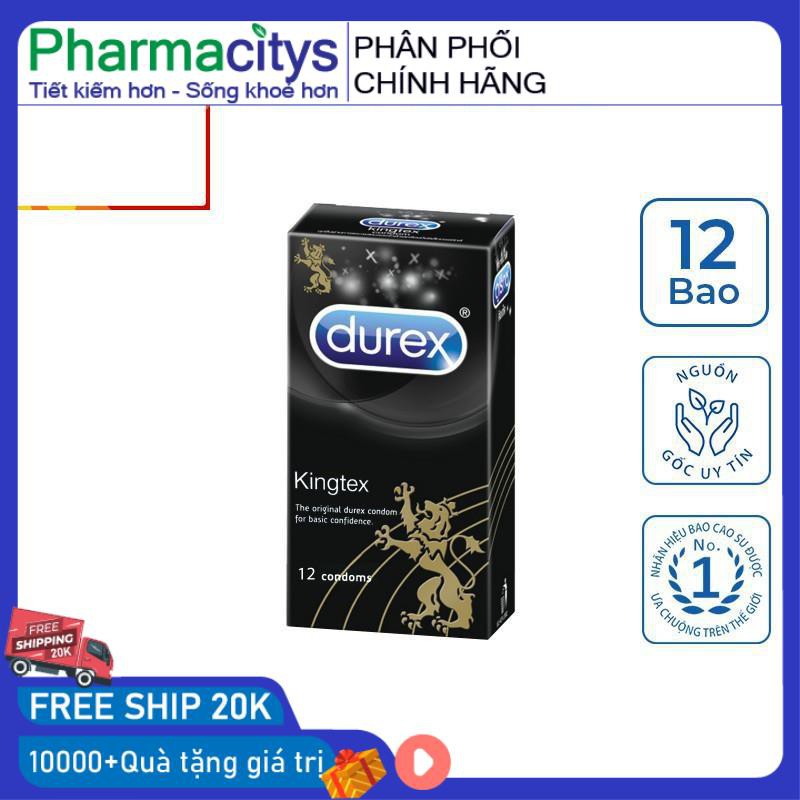 [Che Tên] [KING DUREX] Bao cao su Durex Kingtex vừa vặn với kích thước đa số đàn ông người Việt (12 bao/1 hộp bcs)