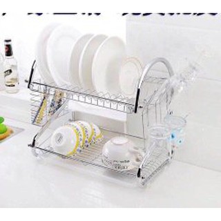 Kệ Inox Úp Chén Đĩa 2 Tầng Đa Năng