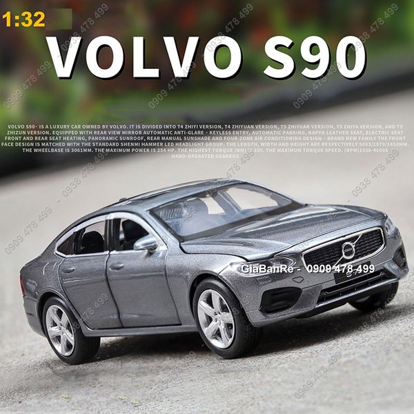 XE MÔ HÌNH KIM LOẠI TỈ LỆ 1:32 - VOLVO S90 - XÁM BẠC - 9842.4