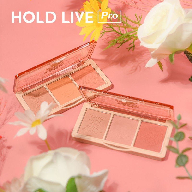 Bảng phấn má hồng 3 màu HOLD LIVE XIAOYUMI Secret Garden Blush Gradient Cheek Purple Blue Tea Holdlive HL461 HLIV61