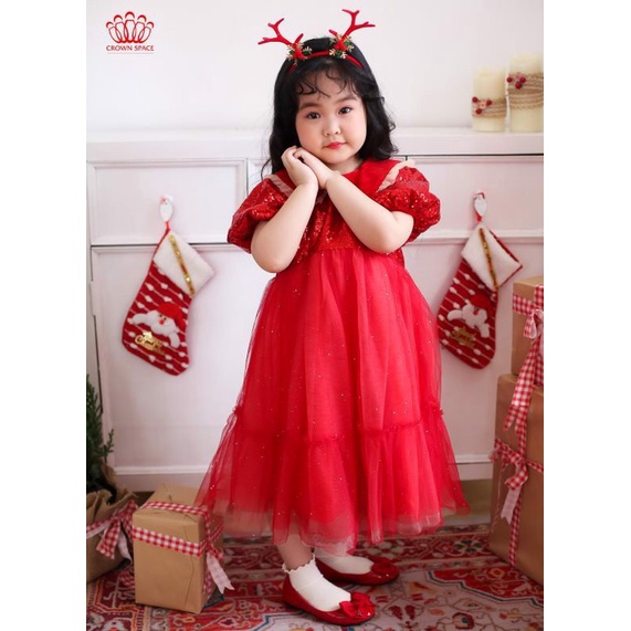 Váy Nhung Công Chúa Cho Bé Gái Crown Space Cao Cấp CKGS3802019 Size 14 - 28Kg