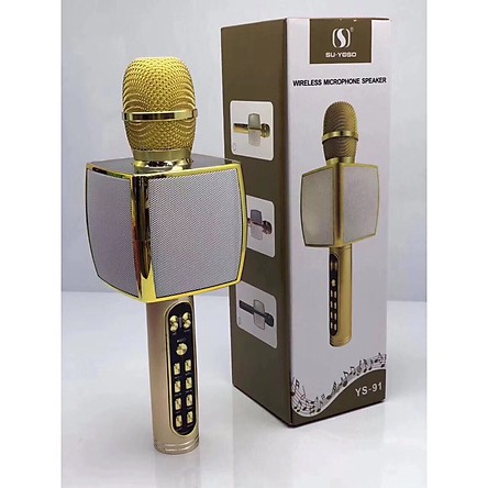 Micro karaoke bluetooth YS-91, mic cầm tay kèm loa không dây hỗ trợ kết nối thẻ nhớ, usb