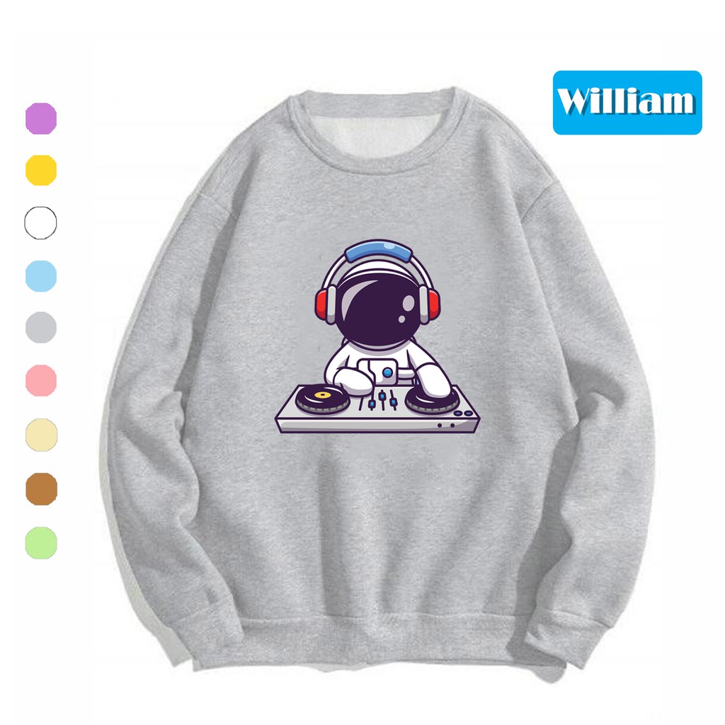 Áo sweater nam nữ in hình Phi Hành Gia cực đẹp, chất nỉ dày dặn, hợp làm áo cặp William - DS163