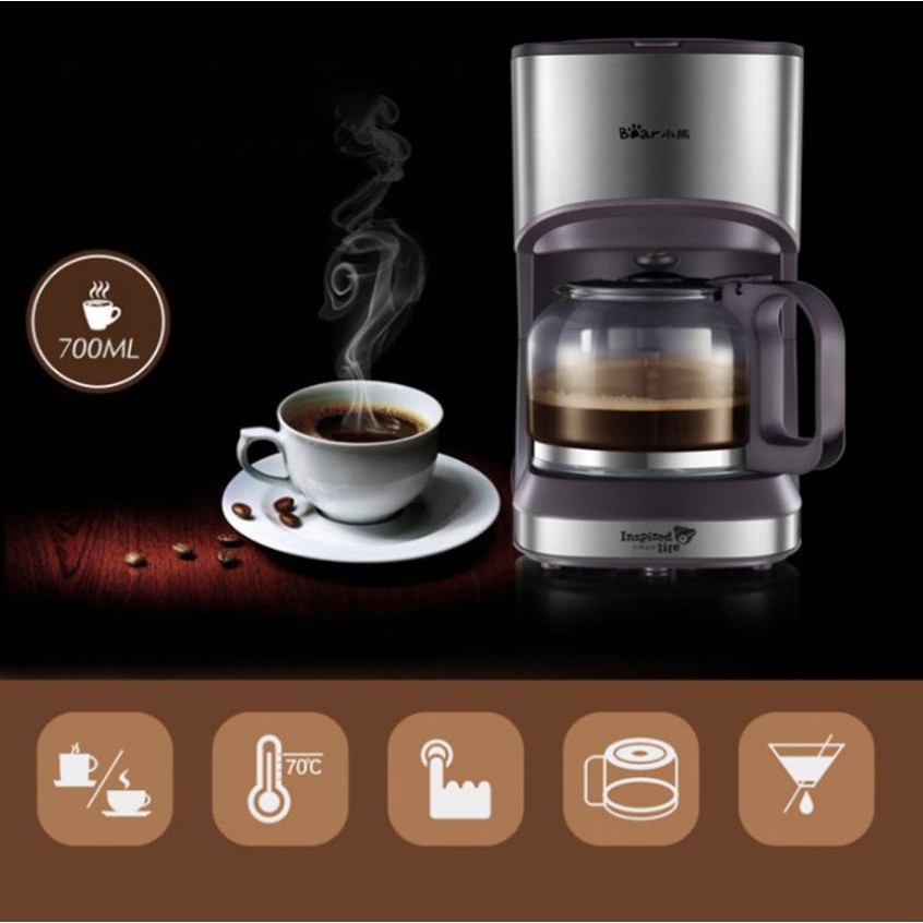 Máy Pha Cafe Gia Đình, Máy Pha Trà Bear KFJ-A07V1 Tự Động Giữ Nhiệt Dung Tích 0.7L - HÀNG CHÍNH HÃNG  Chính hãng