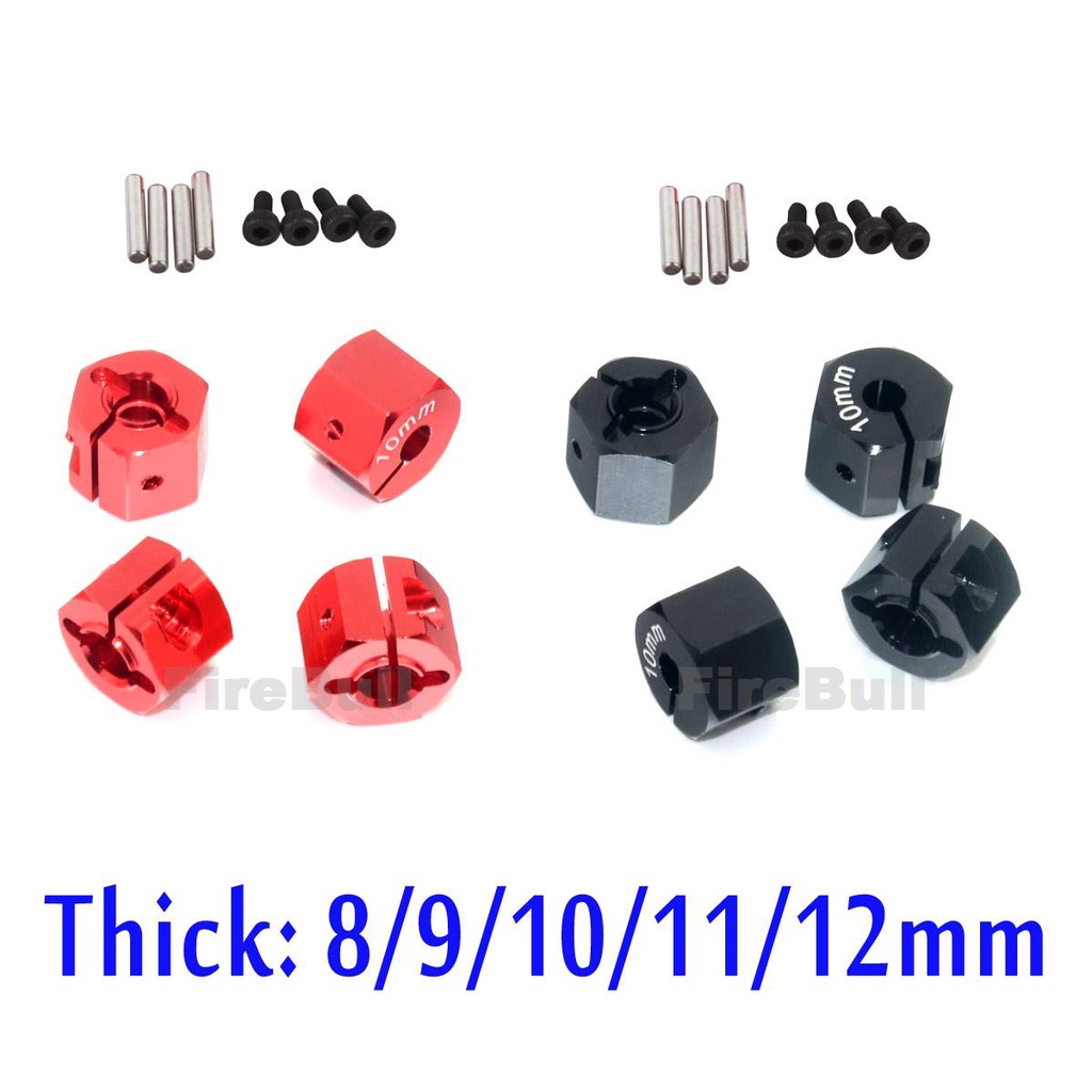 4 Bánh Xe 12MM Hex Hub Độ Dày 8 / 9 / 10 / 11 / 12mm Lỗ 4mm Cho 1 / 10 RC Bánh Xích Trục SCX10 90046