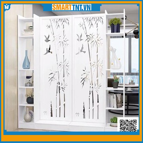 Bộ 2 vách ngăn liền 2 kệ hình cây trúc sang trọng GTS333