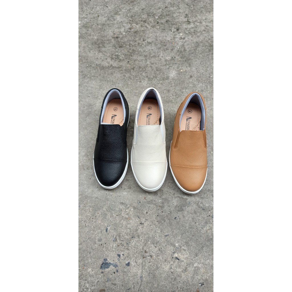 Giày lười nữ, slip on Lunashoes (709) da bò thật mềm đế cao su cao 5p cực đẹp hack chiều cao giầy trung niên cho mẹ