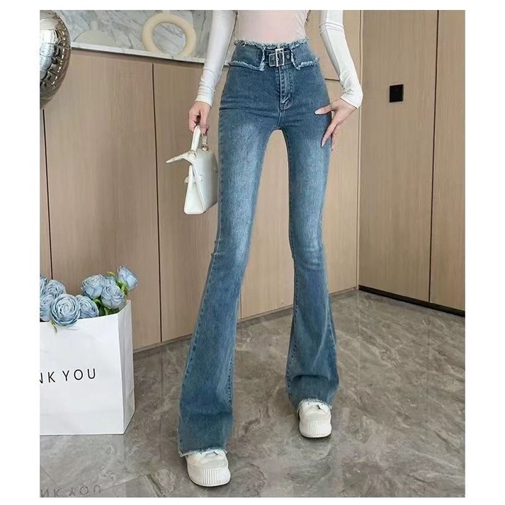 Quần Jeans Nữ Lưng Cao Ống Loe Thời Trang