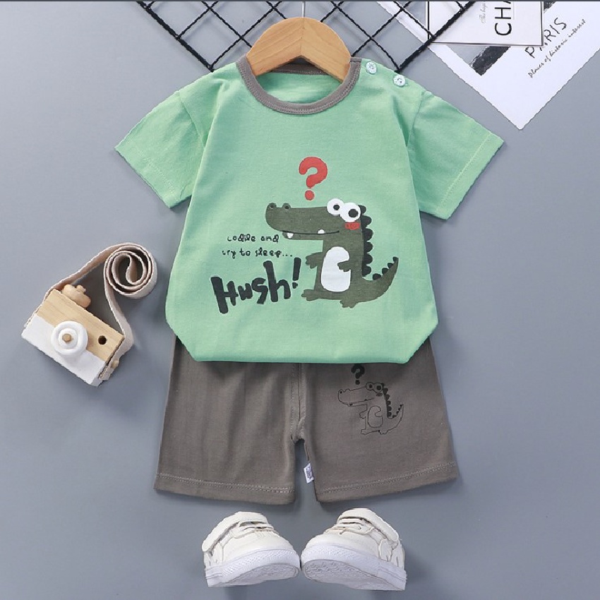 Set bộ đồ bé trai ngắn tay mùa hè Kbibi Kids mã K02 Bộ quần áo trẻ em chất vải thun cotton cho bé từ 2 3 4 5 tuổi