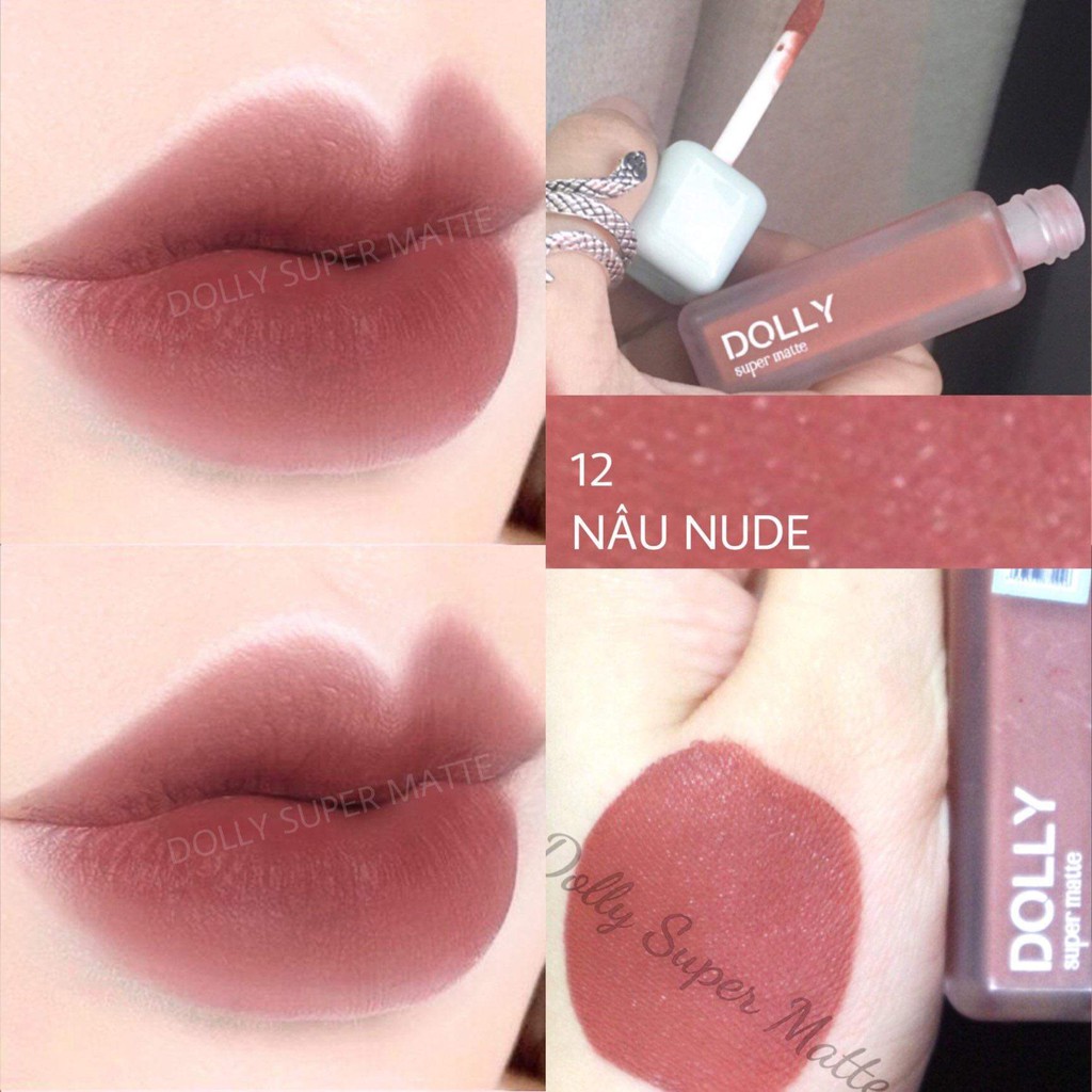 Son Lì Son Kem  DOLLY  MATTE Không Chì Cao Cấp Chính Hãng Màu <Nâu Nude>
