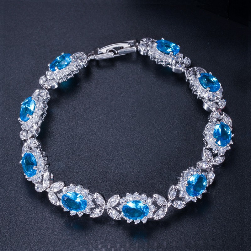 💎Vòng Tay Mạ Bạc Đính Đá zircon Siêu Sáng Chống Dị Ứng Phong Cách Âu Mỹ Cho Nữ