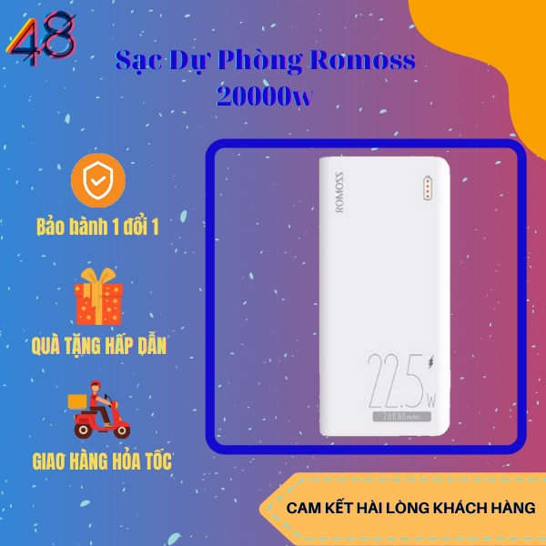 Sạc Dự Phòng Romoss 20000W 22,5W Nhiều Cổng Sạc Cao Cấp 48mobile