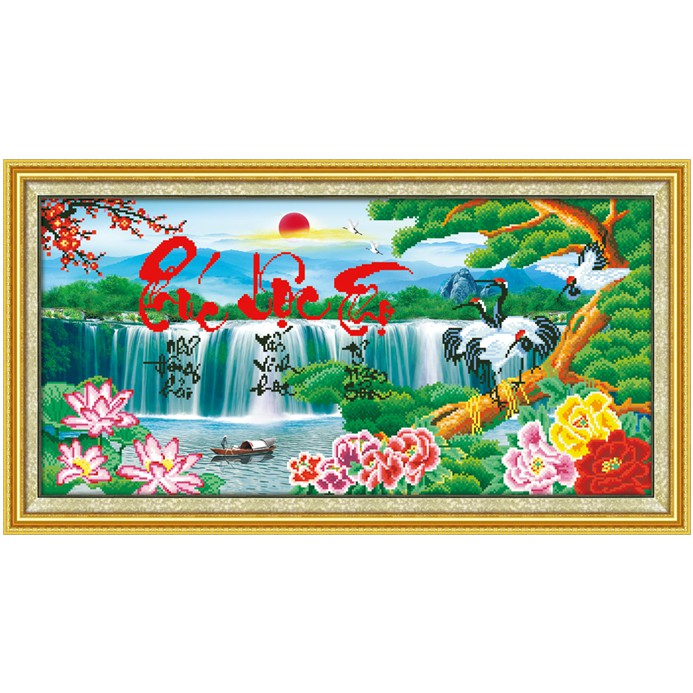 Tranh Thêu Chữ Thập 3D Phúc Lộc Thọ 222992 , EVA8441 (KHÁCH TỰ THÊU) KT:53X33CM