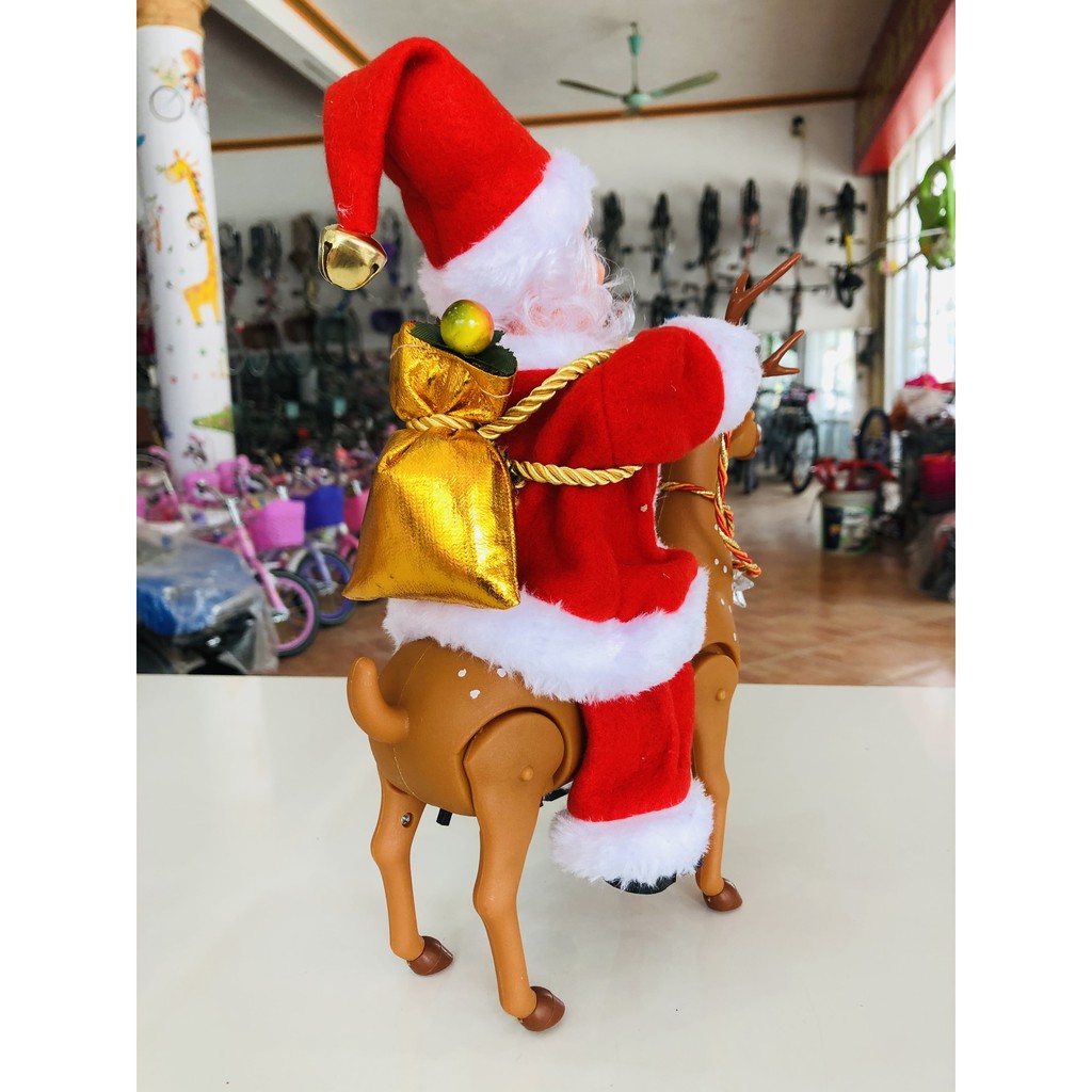 [XẢ KHO] Ông già noel cưỡi tuần lộc đi phát quà [HÀNG ĐẸP] có nhạc, cử động ngộ nghĩnh, tặng kèm pin