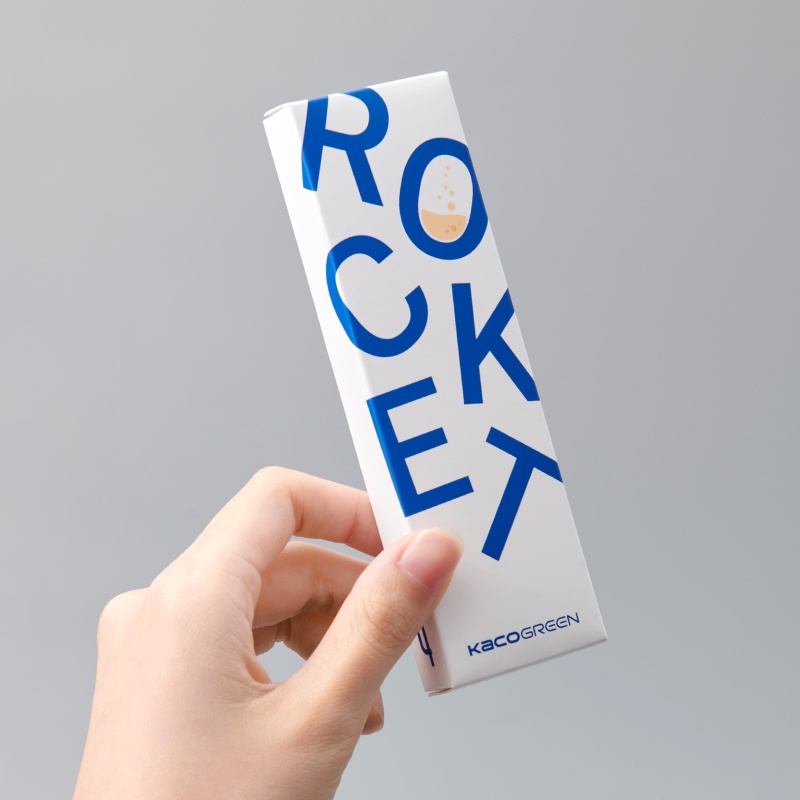Hộp 4 bút bi Kaco Rocket hoc tập Trắng mực đen ngòi 0,5mm