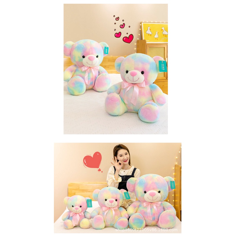 Gấu Nhồi Bông Màu Cầu Vồng Xinh Xắn 35CM 45CM 65CM