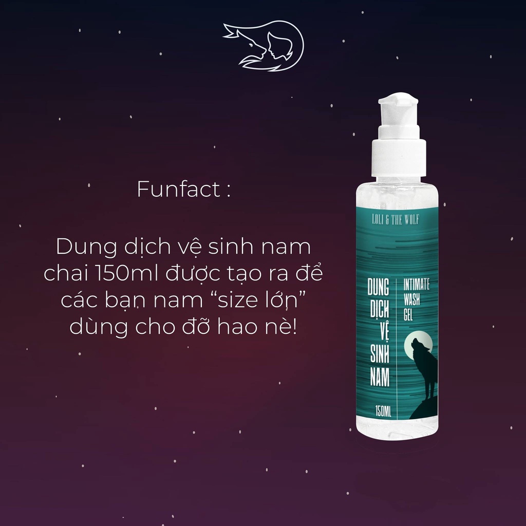 Dung dịch vệ sinh nam giới Loli The Wolf hương thơm dịu nhẹ nam tính chai vòi nhấn 150ml tiết kiệm