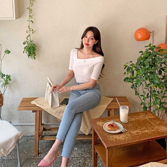 (Oder) áo cổ vắt chéo lệch cộc tay