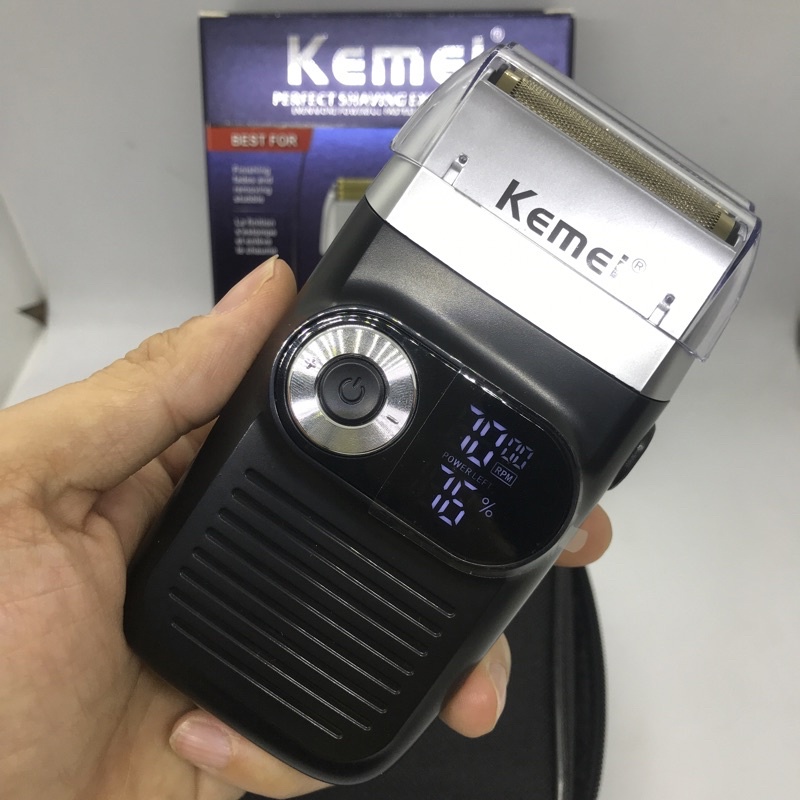 Máy cạo râu Kemei 2026 Có Dao Cắt Râu Dài Công suất 5W Cạo Sát Không Rát Sạch Gọn