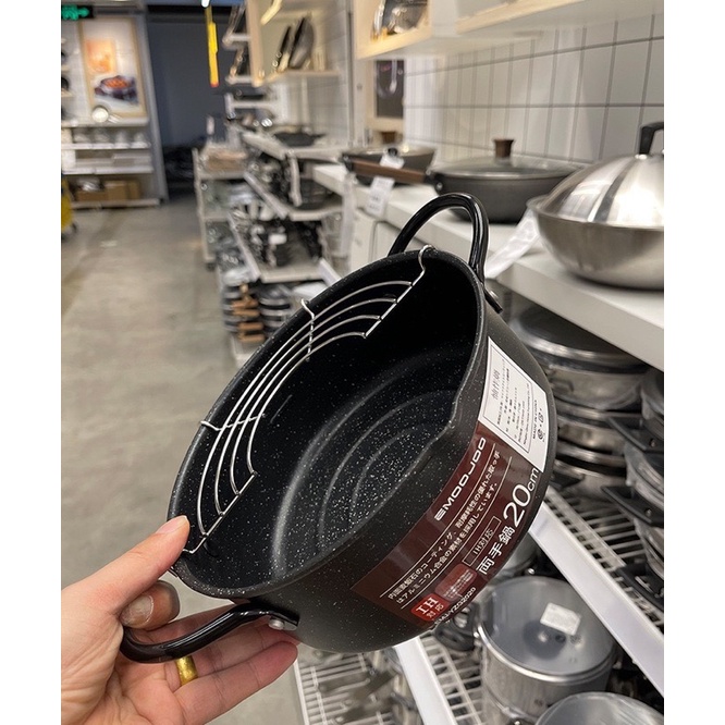 Nồi Chiên Chống Dính Emoojoo Nhật Cơ Khay Đễ Ráo Dầu Mỡ