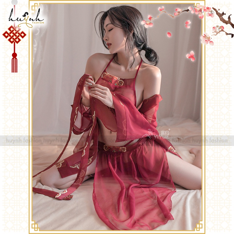 Áo Choàng Kèm Yếm Xuyên Thấu Hóa Trang Cổ Trang Trung Hoa Cao Cấp Sexy Chinese Hanfu Cosplay - CO21
