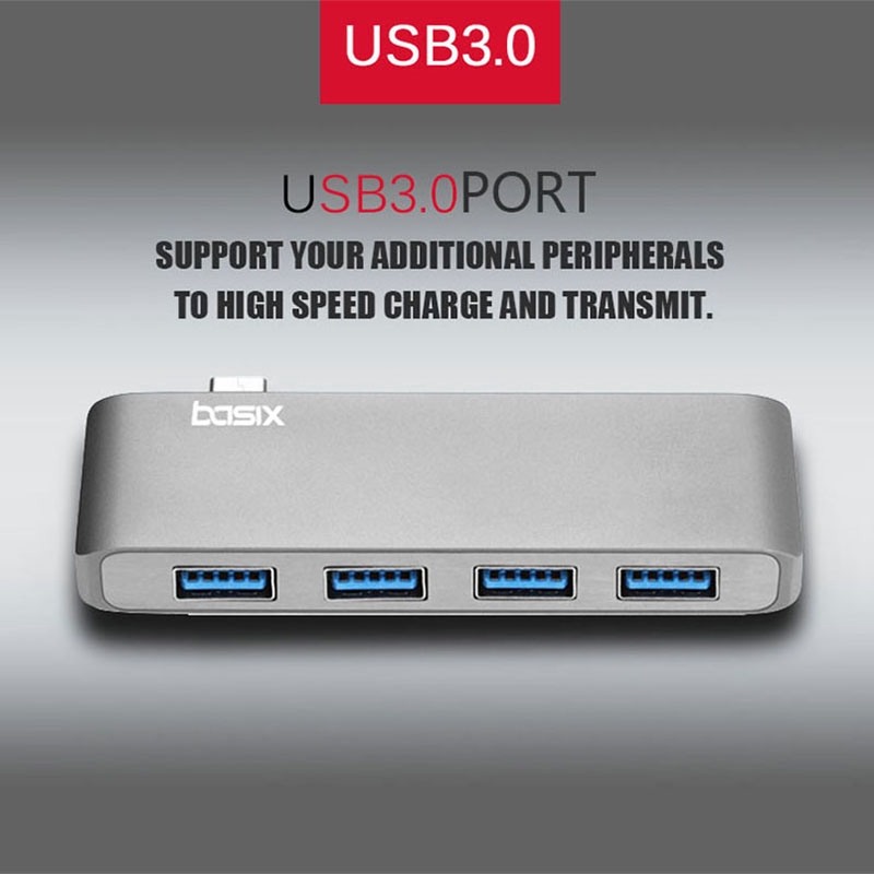 Bộ Chia 4 Cổng Usb 3.0 Hub Usb 3.1 Type C Bằng Nhôm Cho Macbook