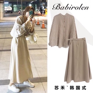 Set áo sơ mi và chân váy midi xinh ( Sẵn Chân váy )