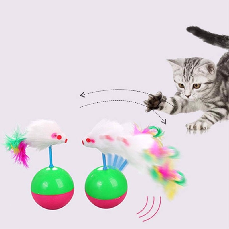 [Mã PET50K giảm Giảm 10% - Tối đa 50K đơn từ 250K] Banh bóng chuột lật đật đồ chơi giải trí dành cho mèo