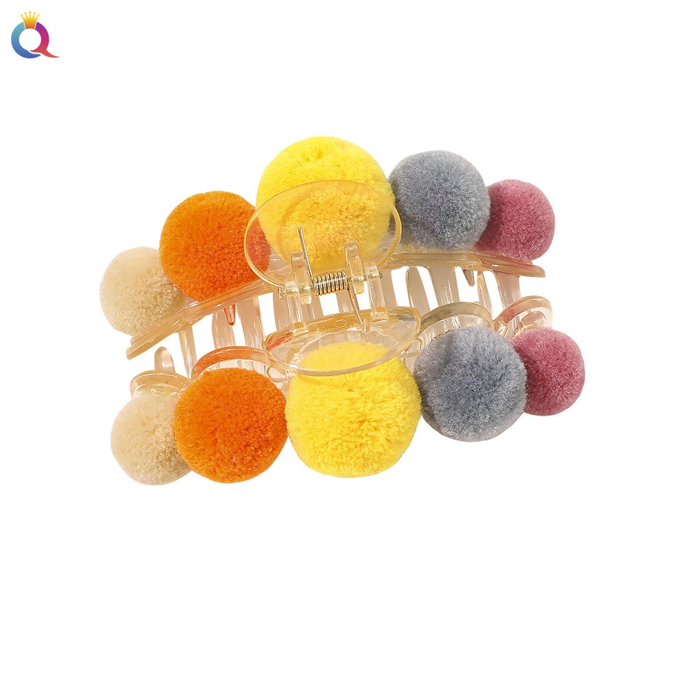 Kẹp tóc đính quả cầu lông xù thời trang dự tiệc