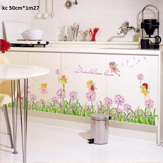 decal dán tường hàng rào hoa tím