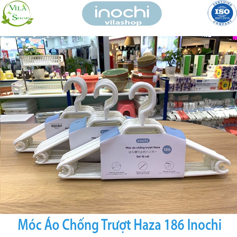 [ Set 10 ] Móc Treo Quần Áo, Móc Quần Áo Chống Trượt Hara 186, Bộ Sưu Tập Móc Quần Áo Người Lớn Nhựa Cao Cấp Inochi