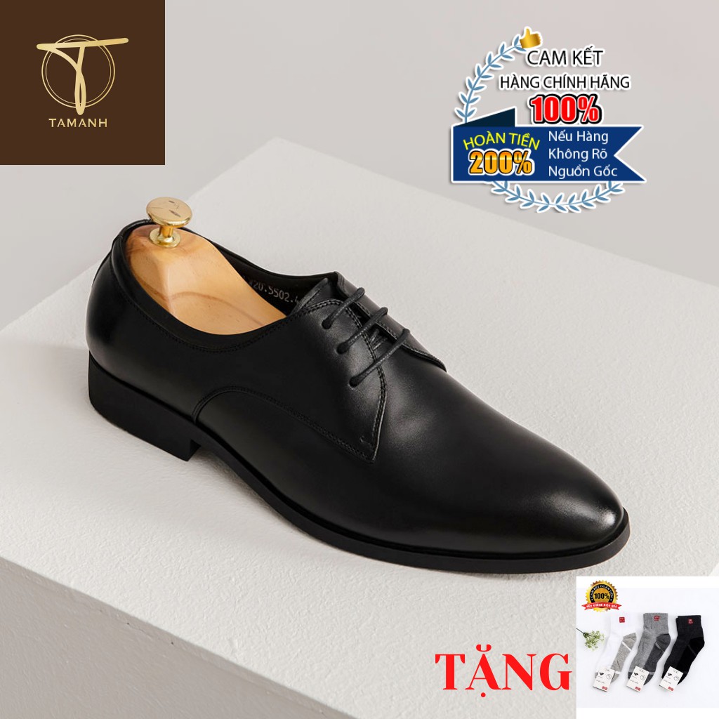 Giày Da Nam TÂM ANH Buộc Dây Da Bóng GNTA5502-D Tặng Tất UNIQLO Chính Hãng