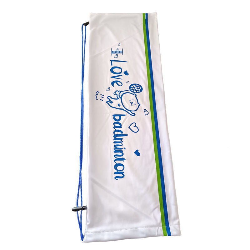 Túi Đựng Vợt Cầu Lông Bằng Vải Nhung Trắng Họa Tiết Hoạt Hình Có Dây Rút