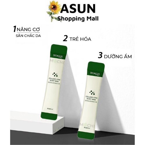 1 Gói Mặt Nạ Ngủ Bioaqua Dưỡng Ẩm Trắng Da Thạch Collagen Cấp Nước Giúp Nâng Cơ Mặt
