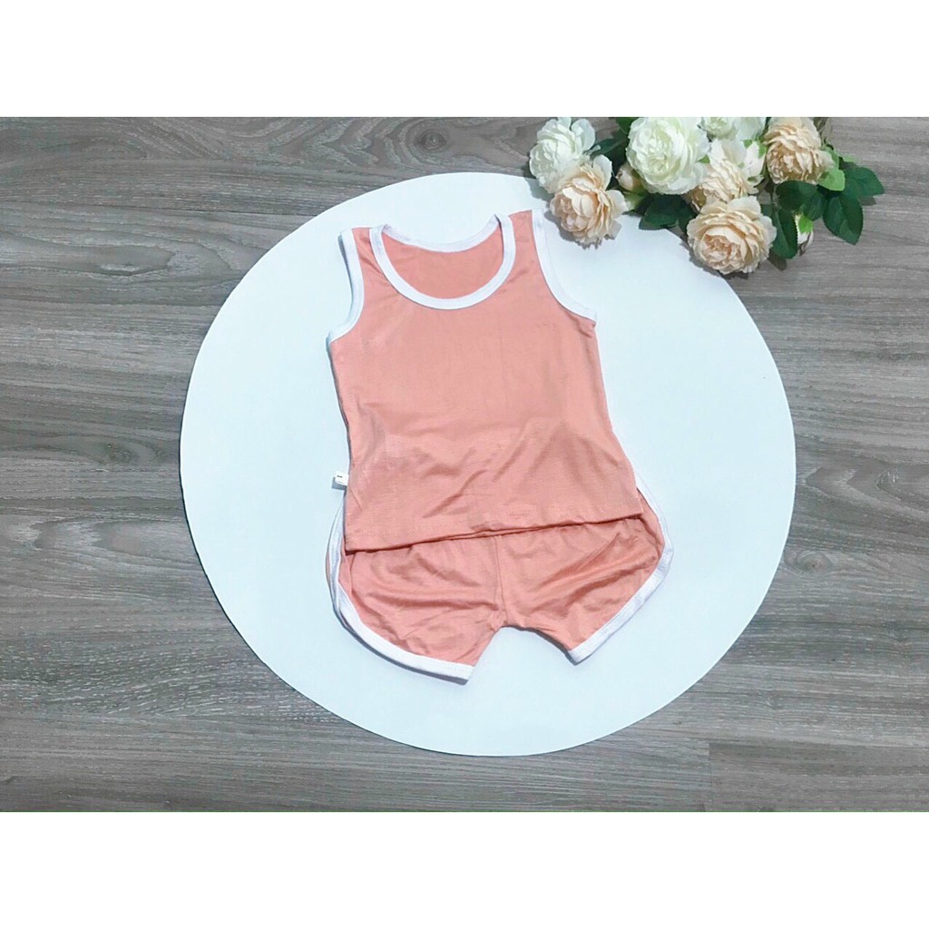 Bộ Ba Lỗ Thun Lạnh Minky Mom Màu Trơn Phối Viền Trắng Cho Bé 4-15Kg NamKidShop (QATE284)