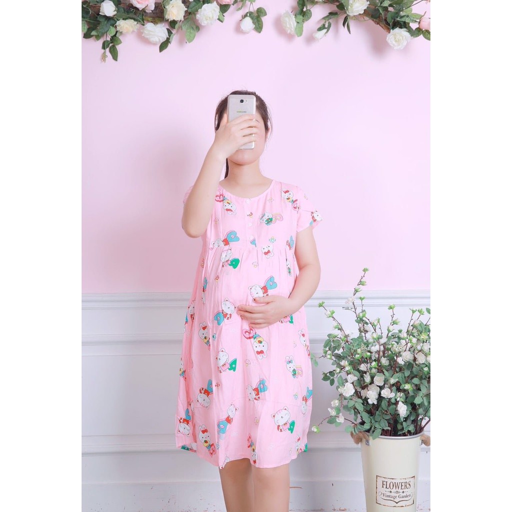 (Xả kho váy lanh hè) Váy bầu chất lanh siêu mát