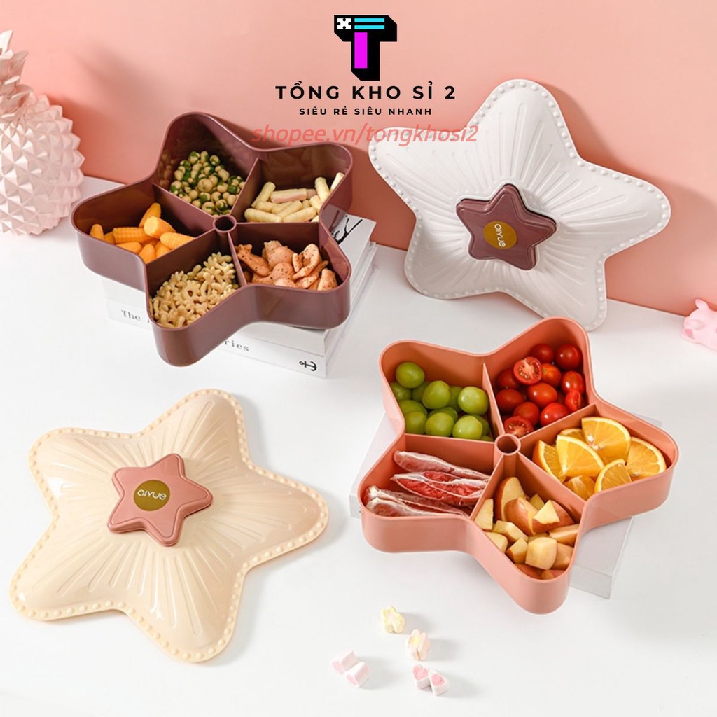 Khay Đựng Bánh Kẹo Tết - Mứt Chất Liệu Nhựa Cao Cấp Hình Ngôi Sao Mẫu Mới Nhất 2021-2022