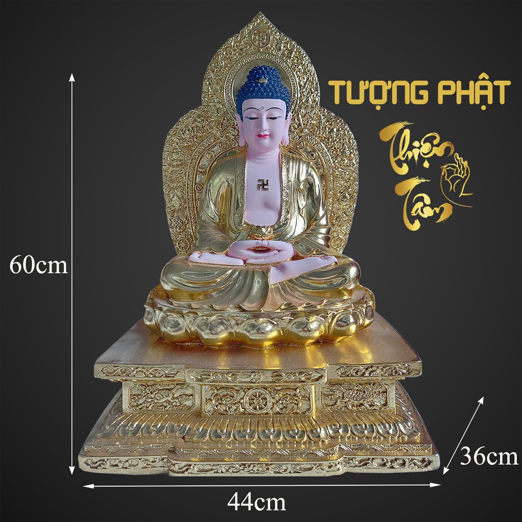 Tượng A Di Đà Phật cao 60cm Cao Cấp – Ngồi – Màu Vàng  006VN-PDD  - Tuong A Di Da Phat
