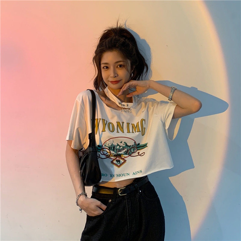 Áo Thun Ngắn Tay Phong Cách Hàn Quốc Thời Trang Mùa Hè 2022 Dành Cho Nữ