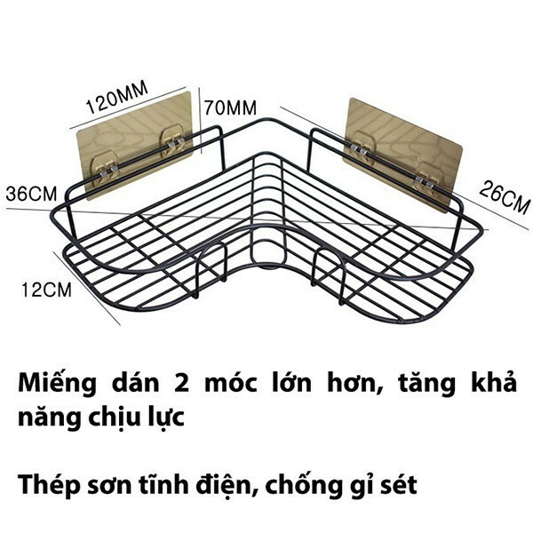 Kệ Góc Dán Tường INOX 304 siêu chắc, giá treo đồ nhà tắm, nhà bếp đa năng phòng khách dán tường siêu dính chịu lực 10kg