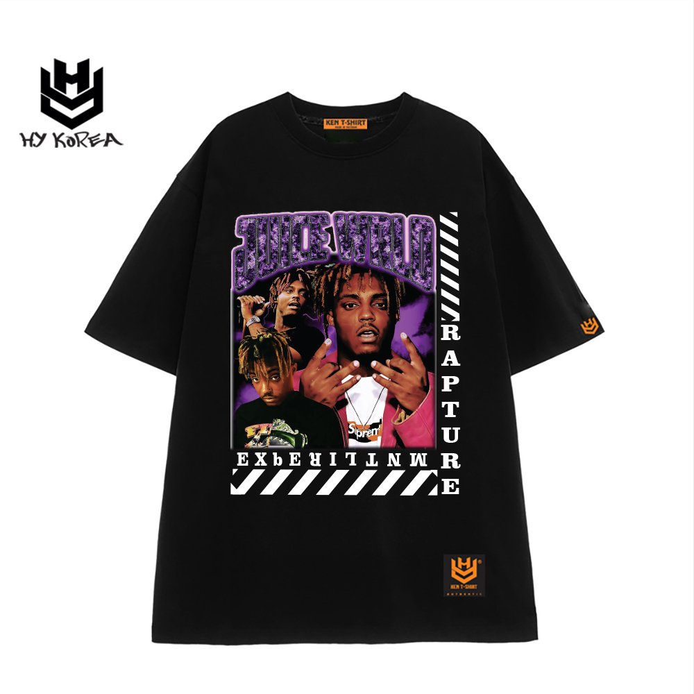 Áo phông nam tay lỡ in hình Rapture Juice Wrld 739 HY KOREA vải cotton 75% form rộng