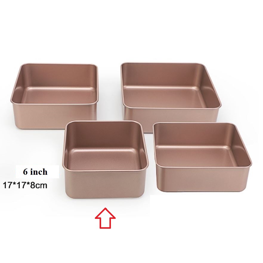 Khay/khuôn vuông nướng bánh chống dính sâu lòng size 7inch 8inch 9inch