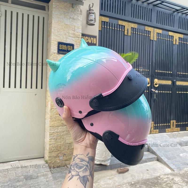 Nón Bảo Hiểm Cute Kèm Sừng Có Nhiều Màu Sắc Lựa Chọn Siêu Dễ Thương Chất Liệu Nhựa ABS Gọn Nhẹ CUTE CAT